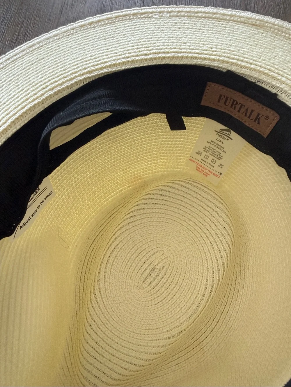 Furtalk Cream Straw Fedora with Brown Braided Band